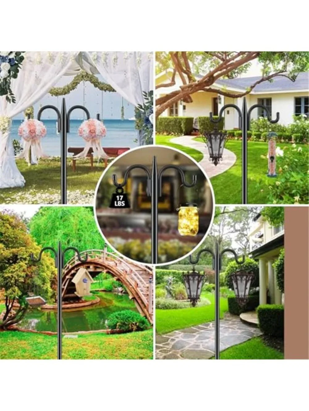 Squirrel Proof Bird Feeder Pole, 92 Inch Double Shepherds Hook with 19  Inch